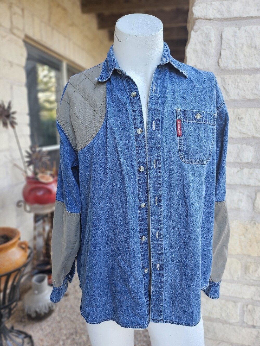 Columbia Men's Denim Jean Shooting Hunting Shirt Size M